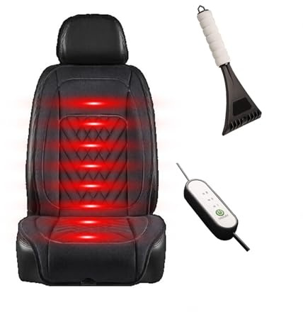 Snyucve Super caldo 𝐫𝐢𝐬𝐜𝐚𝐥𝐝𝐚𝐦𝐞𝐧𝐭𝐨 𝐬𝐞𝐝𝐢𝐥𝐢 𝐚𝐮𝐭𝐨, Copri Sedile Auto, Supporto Lombare per Auto, Viene Fornito Con Una Pala Da Neve,Black-Singleseat