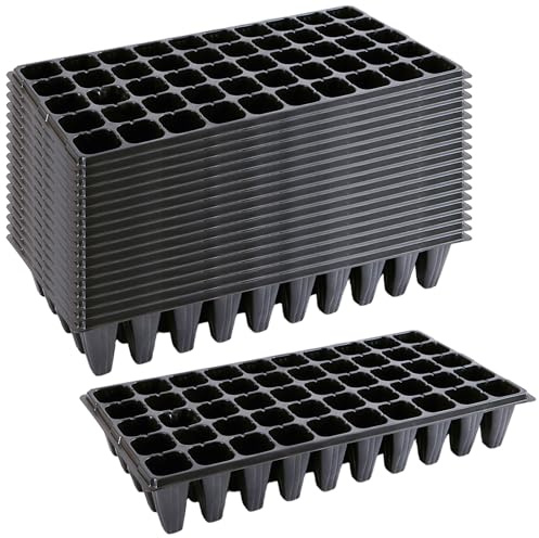 Ngbbby 20 bandejas de Inicio de Semillas Extra Profundas de 50 Celdas, Kit de contenedor de germinación de plástico Resistente para Invernadero, jardín y Agricultura Urbana, macetas de vivero