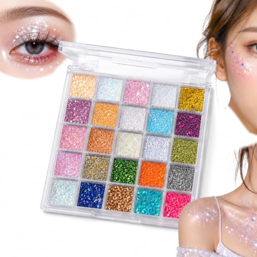 JOVYTH Paleta Gel Glitter 25 Colores, Maquillaje para Rostro Cuerpo y Párpados, Fiesta Cumpleaños Graduación Verano Festival Escenario