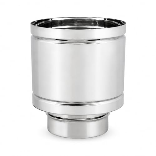 ESTO - Canna Fumaria Inox Ø 150 mm AISI 304 Monoparete – Sistema Modulare per Stufa a Pellet, Camino e Caldaia – Tubi e Accessori in Acciaio Inox (15 - TERMINALE A BOTTE)