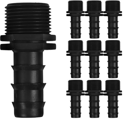 Yardenfun Kit de 10 Conectores Rápidos de Plástico Púas para Mangueras 20pe, Ajuste Seguro y Fácil Instalación, Accesorios para Sistemas de Riego por Goteo en Invernaderos
