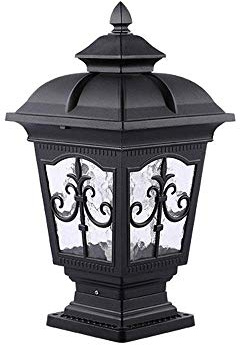 QUSYZD Lampioni da Esterno, Illuminazione paesaggistica, apparecchi E27, Lampada da palo a Risparmio energetico, colonne Decorative Europee, Lanterna da palo, Luce a Colonna im,Black