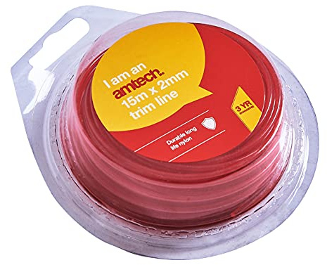 Amtech String Trimmer Line, tough nylon for heavier growth, quick wind-on replacement, reliable feed and cutting performance, for borders and pathways, 15m x 2.0mm