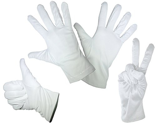 Schleiter & Jauernig SJ-HWS 1 par fina mikrofiberhandskar – vit small – 4 storlekar: S M L XL – för rengöring/rengöring, putsad för karneval, 200 g