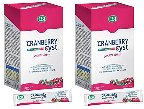 ESI - CRANBERRY CYST 2 CONFEZIONI DA 16 POCKET DRINK funzionalità vie urinarie, drenaggio dei liquidi e difese dell'organismo