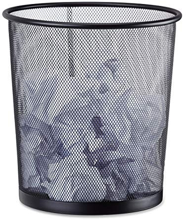 Relaxdays Cestino gettacarte in metallo da ufficio pattumiera a rete porta-rifiuti Ø 26 cm alto 27,5 cm nero