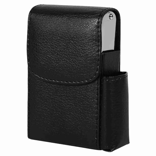 Estink Cigarettfodral i PU-läder med Tändare, Rosenröd Cigarettbox Organizer, 9,6 x 6,5 x 1,3 cm