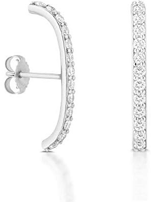 Brandlinger ® Ohrringe Silber 925. Ohrstecker silber Zirkonia. Schmuck Damen vergoldet mit 18 Karat (Silber und Gold) für Frauen und Mädchen. Länge der Ohrklemme 21mm