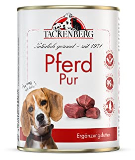 TACKENBERG 6 x 800 g (4,8 kg) Pferd Pur Nassfutter Dose für Hunde - Hundefutter in Premiumqualität - natürlich getreidefrei