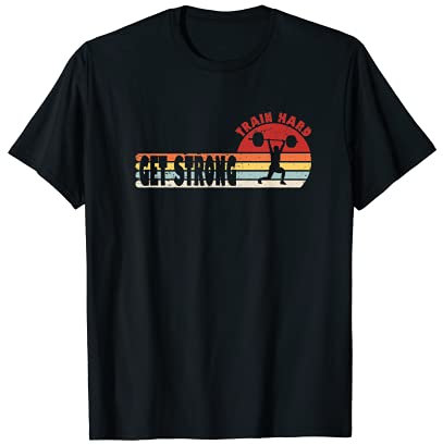 Herren Vintage Retro Motivation Fitness Kraftsport Hart Trainieren T-Shirt