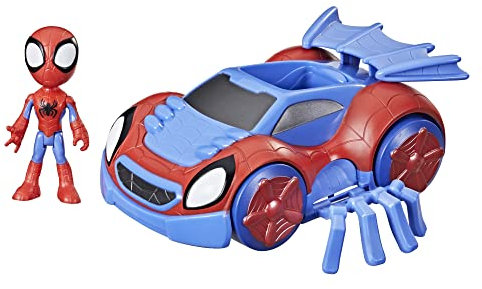 Hasbro Spidey e i Suoi Fantastici Amici - Spidey e Web-Crawler, Veicolo Convertibile 2-in-1 con Personaggio da 10 cm, per Bambini dai 3 Anni in su