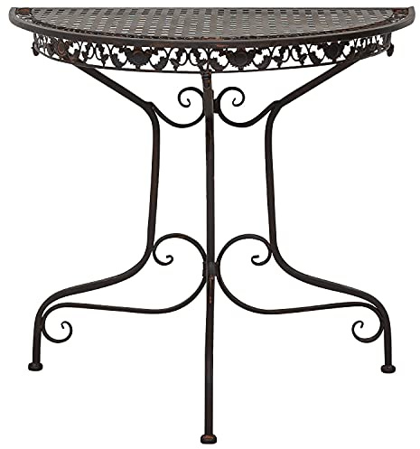 aubaho Balkontisch Gartentisch Eisen Tisch Garten braun Antik-Stil halbrund Konsole