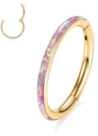 Opal CZ Conch Hoop Ring Septum Schmuck Türkis Nahtloser Clicker Ring Daith Ohrringe Chirurgischer Stahl Turm Tragus Conch Piercing Schmuck Kleiner Hoop Ohrring Nasenring 20G 18G 16G 14G 12G