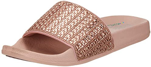 Skechers Pop Ups New Spark, Zoccoli Donna, Rose Gold Canvas Rhinestone Trim, 40 EU