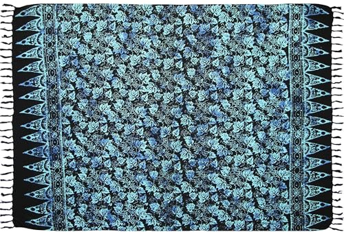 Wogeka - Sarong azul estampado 170 x 110 cm – Toalla de playa opaca como falda envolvente Loop estola Sar11