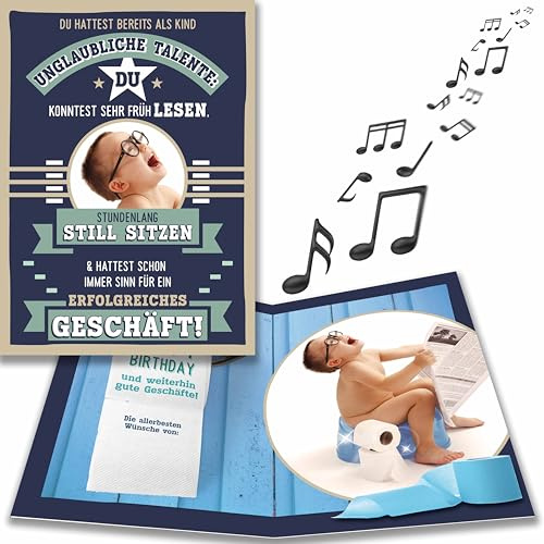 bentino MUSIK Geburtstagskarte Gute Geschäfte mit LICHTEFFEKT, lustige Glückwunschkarte zum Geburtstag für Jungs und Männer mit Sinn für gute Geschäfte…
