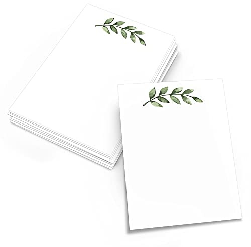 321Done Greenery Note Cards - 5x7 (Set of 50) Blank Greenery Cards - Thick, Heavy Cardstock - Pretty, Cute Simple Green Leaves Design on White - No Envelopes - Made in the USA
