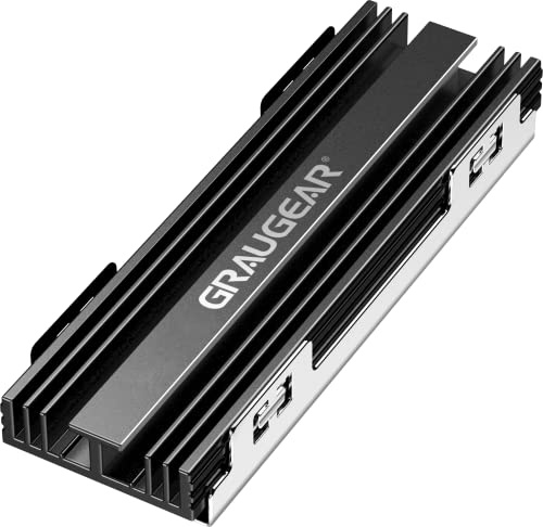 GRAUGEAR Dissipateur thermique pour SSD M.2 NVMe (2280), passif, kit refroidisseur M.2, convient pour PlayStation®5, 2 coussinets thermiques en silicone, aluminium G-PS5HS02