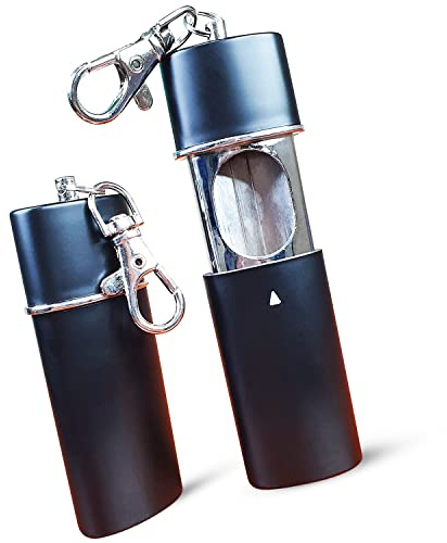 Jeuristic Ashtrays for Cigarettes Portable Pocket Ashtray - Pack of 2 Premium Fireproof ABS Metal Smell Proof Cool Travel Ashtrays with Keychain Outdoor Butt Disposal Tube Fancy Cute Ashtray Black