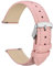 WOCCI 18mm Leather Watch Strap for Women, Quick Release Band, Silver Buckle (Pink)