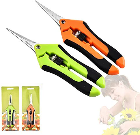 CIOUYAOS 2pcs Klein Gartenschere, Astschere Bonsai Schere Baumschere Ernteschere, Pruning Shears Garden Scissors für Bonsai Pflanzen Blumen Ernte Obst Gemüse