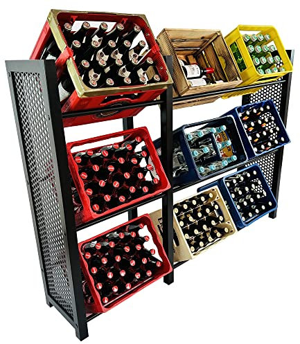 MetaloPro® Getränkekistenregal aus Stahl - Robust, sicher und platzsparend im erstklassigen Design - Organisiere Deine Getränke Zuhause (für 9 Kisten, 112 x 32 x 158 cm) Big