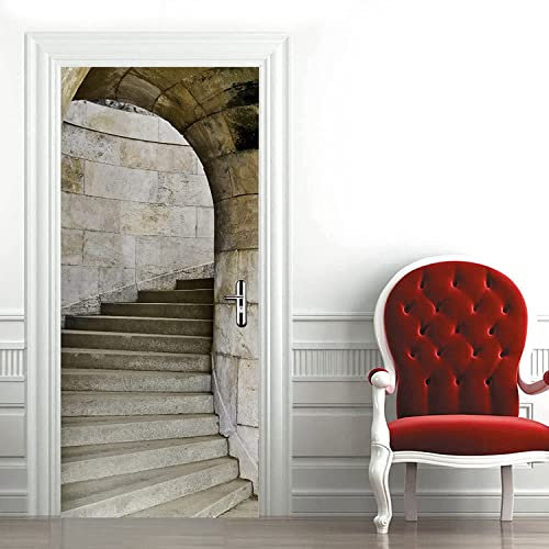 3D Türtapete Türposter Türbilder Treppe Steintreppe 88 X 200 Cm Selbstklebend Wasserdicht Abnehmbare Türfolie Für Kind Schlafzimmer Wohnzimmer Türaufkleber Aufkleber Kunst Dekoration