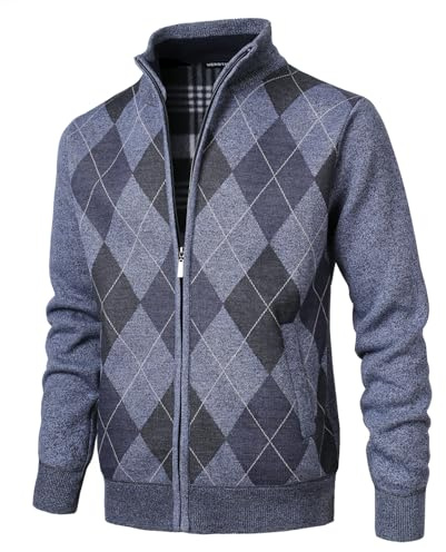 Herothorn Cárdigan de Punto Cremallera cálido suéter Forro Polar para Hombre Chaqueta Jersey de Manga Larga suéter Grueso Completa y Cuello Alto cálido JerséIs Rebeca Sueltos Acolchado