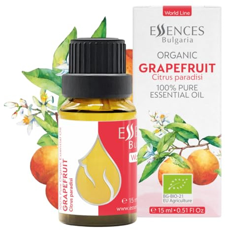Essences Bulgaria Bio-Grapefruit Ätherisches Öl 15ml | Citrus paradisi | 100% Naturrein | Unverdünnt | Therapeutischer Grad | Aromatherapie | Kosmetik | Tierversuchsfrei | Gentechnikfrei | Vegan
