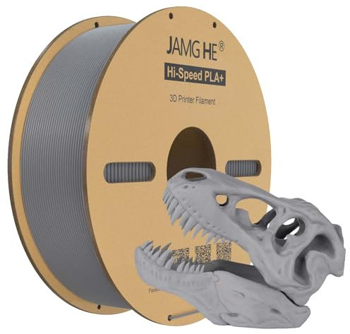 JAMG HE High Speed PLA+ Filament, 1.75mm 1kg Hi-Speed PLA+ 3D Printer Filament ± 0.01 Dimensional Accuracy 3D Printing Filament Cardboard Spool Fits for Most FDM 3D Printers (1KG, Grey)