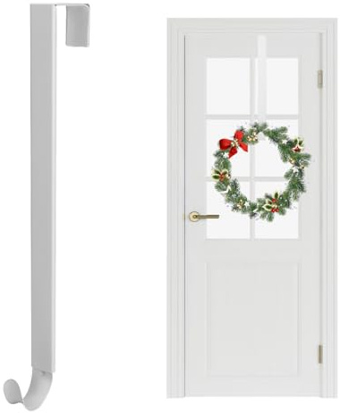 Hapivida Türhaken zum Einhängen für Kranz 38-60 cm Einziehbar Weihnachtskranz Haken Metall Tür Kranzaufhänger Türkranz Haken Weihnachtskranzaufhänger für Weihnachten, Haustür Dekorationen (Weiß)