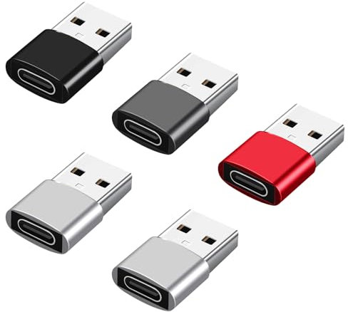 5 Pack USB C Female to USB Male Adapter, USB to USB C Adapter with High Heat Resistance, USB A to USB C Adaptor Type C to USB Converter, Compatible with iPhone 13 14 15 16 Max Pro Laptop Flash Drive