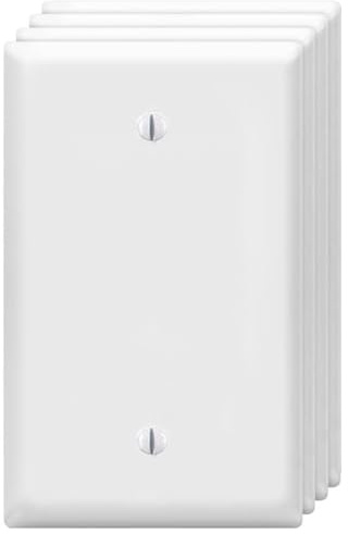 Blank Wall Plates 1-Gang blank Switch Outlet Electrical Cover Plate Unbreakable Thermoplastic Faceplate for Light Receptacle Outlet Switch, White (4 Pack)