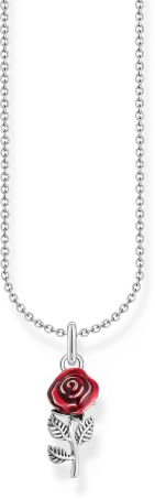 THOMAS SABO Kette mit rotem Rosen-Anhänger 925 Sterlingsilber KE2219-664-10