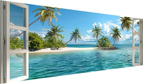 Diamond Painting XXL 80x30 cm, DIY Fenster Diamant Painting Bilder, 5D Landschaft Diamond Painting Set, Diamant Kristall Strass Kreuzstich Painting, Diamond Painting Erwachsene, Wand Deko Wohnzimmer