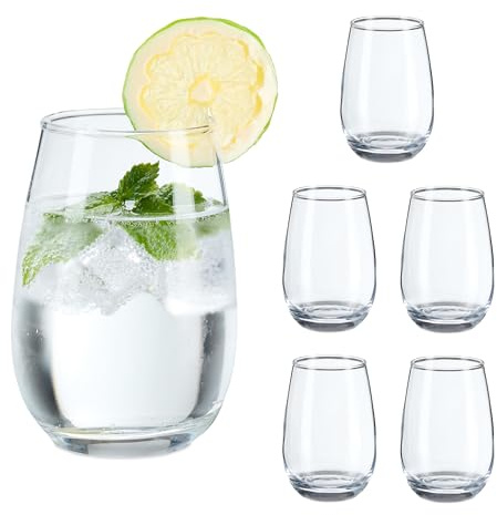 Relaxdays Trinkgläser 6er Set, Wassergläser, spülmaschinenfeste Getränkegläser, Saft, Limo, Eistee, 400 ml, transparent