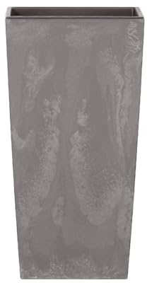 Stolmet Tall Flower Pot, Square Planter, Suitable for Indoor and Outdoor Usage, Perfect for Home and Garden Decoration, Capacity of 2L to 91.5L (Marengo Concrete Effect, 26.6 Litres)