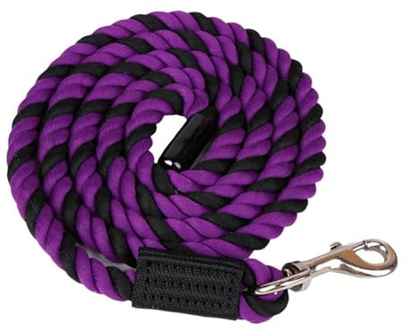 Fenteer Führstrick für Pferde mit drehbarem Clip, Pferdeleinen, Longierzügel, Training und Gehen, Reitsportausrüstung, Seilleine für Pferde, Lila Schwarz