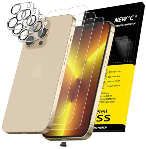 NEW'C 3x für iPhone 13 Pro Max für Panzerglas (6,7 Zoll) und 3x Kamera Panzer Schutz Glas Kameraschutz + Staubschutzstöpsel-extrem widerstandsfähig - 9H-Härteglas folie