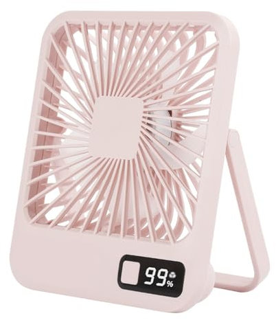 KUAIYIJU Ventilador de escritorio pequeño ventilador USB silencioso con pantalla digital, ventilador de mesa recargable de 1500 mAh con ventilador de escritorio de 5 velocidades