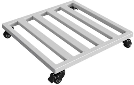 Bac à plantes avec roulettes et support en métal amovible - Grand plateau de démarrage en fer pour pots de fleurs, aquariums et plus - Base roulante pour une mobilité facile - Blanc 50 x 50 cm