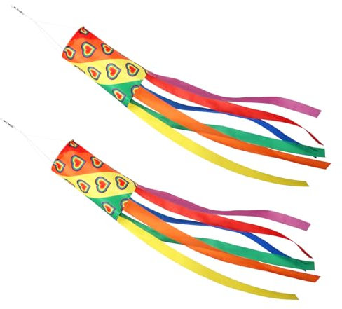 Jiusely Regenbogen-Windsack, bunte Spiralwindsäcke zum Aufhängen, Dekoration, 100 cm, Windsack-Flagge für den Außenbereich, Garten, Terrasse, Hinterhof, Festival, Feiern, Dekoration, 2 Stück