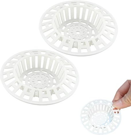 White plastic sink filter, 2-piece set, shower drain bathtub plug, hair catching sink filter, shower plug hole cover protector, shower drain cover, sink plug, kitchen and bathroom drain filter