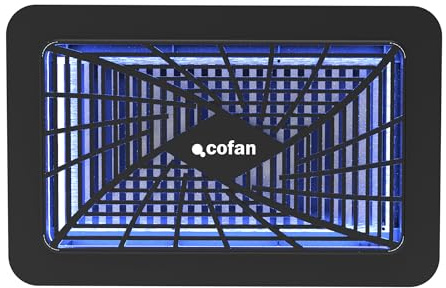 Cofan Lámpara LED Antiinsectos con Potencia de 6W para Interior | Recargable con USB | Cobertura 150 m² | Luz UV Dual 365+395 NM | Montaje en Pared