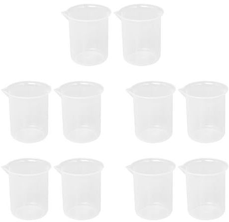 Xnuiasqe Kitchen Lab - Vaso medidor graduado de plástico transparente grueso con tapa, jarra medidora de 200 ml, 10 unidades