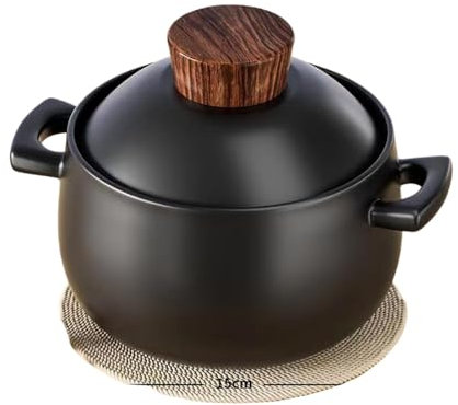 Olla de cerámica China para cocinar, cazuela de Barro con Tapa, Olla de Barro para guisos, gachas y sopas, 4,5 l