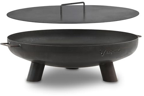 BBQ-Toro Brasero de acero inoxidable de 70 cm de diámetro con tapa, color negro, con tres patas y dos asas, brasero para el jardín, cuenco de fuego, cuenco de fuego para jardín, cuenco de fuego