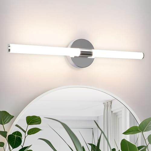 Homefire Spiegellampe Bad Spiegelleuchte LED 60CM Badezimmer 8W | Badleuchte Wand Wasserdicht IP44 Badezimmer Wandlampe Chrom Modern 4000K Neutralweiß Badlampe für Badschrank Hotel Küche