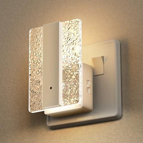 Briignite Plug in Night Light, Dusk to Dawn, Dimmable, Bedroom, 1 Pack | 0-100LM dimmable, white acrylic square backlight, 2700K soft glow for kitchen, hallway and bedroom