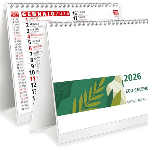 Calendrier de table 2026 avec fêtes hebdomadaires lunes et saints avec grands nombres – Parfait pour la maison et le bureau – Calendrier écologique certifié FSC® Mix Credit – 1 pièce